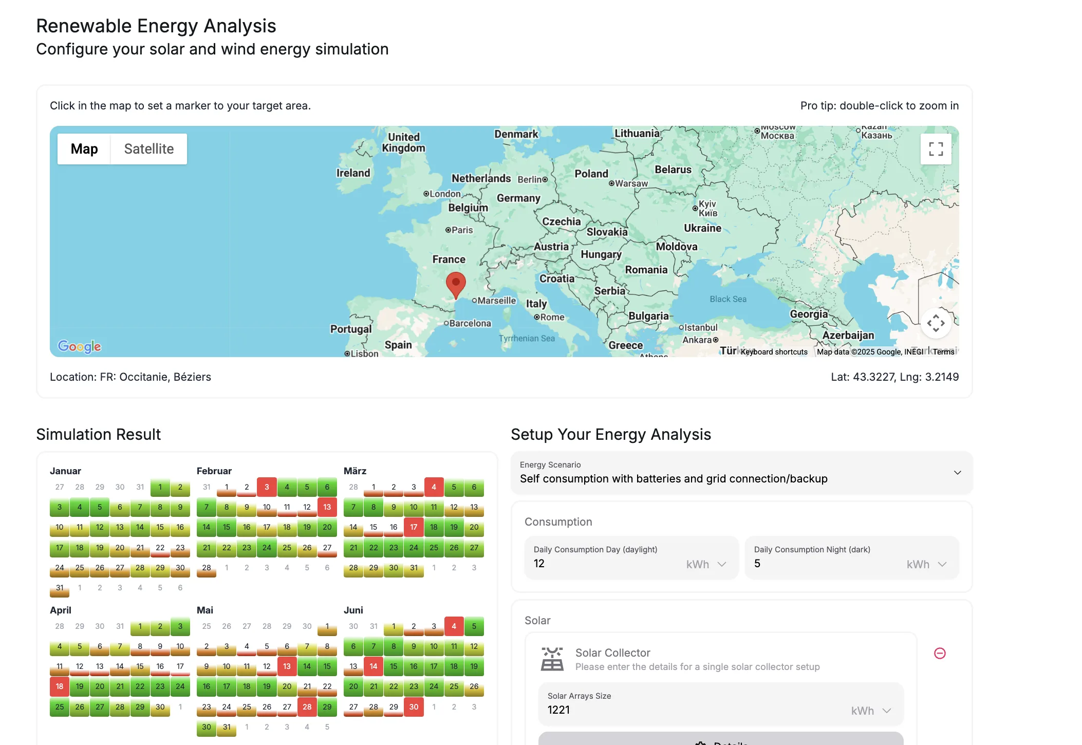 Solar Simulation - Renewable energy analysis with Next.js